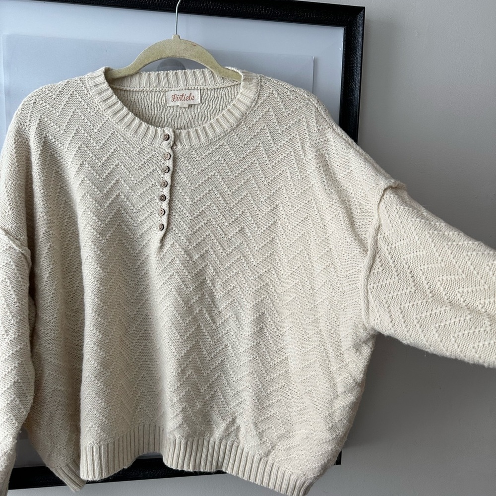 Cream Henley Sweater